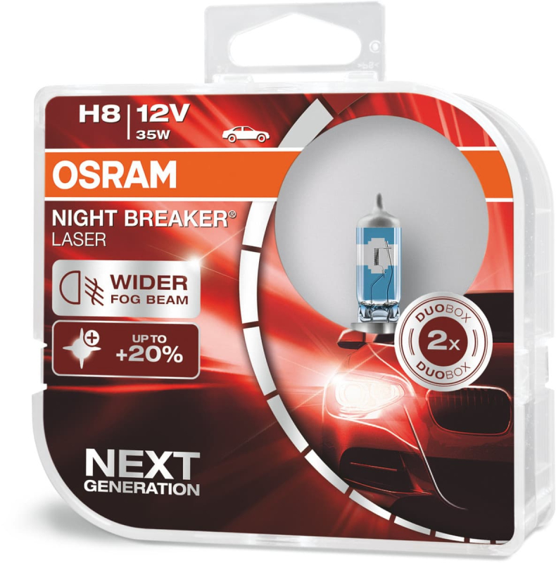 Osram Night Breaker Laser H8 Pærer  150  Mere Lys    Stk  Pakke