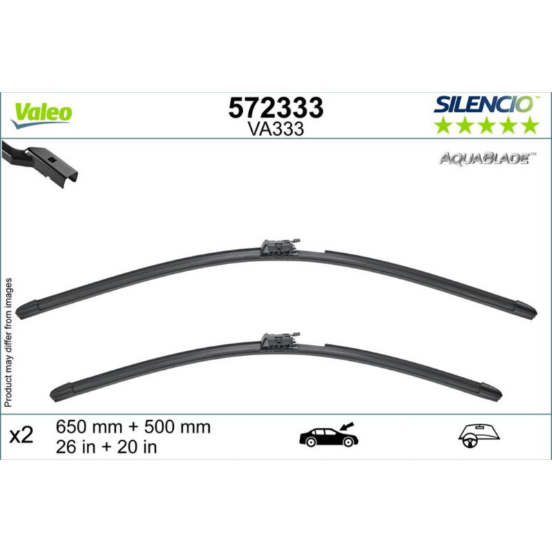 Va333 Valeo Silencio Aquablade Viskerblade   Fladblade Sæt 650 500mm