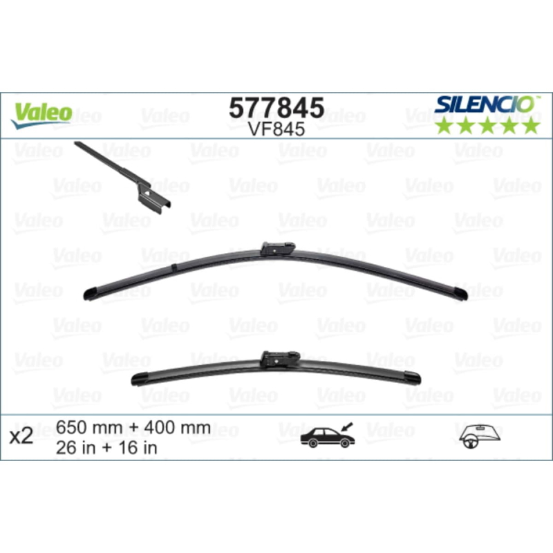 Vf845 Valeo Silencio Viskerblade   Fladblade Sæt 650 400mm