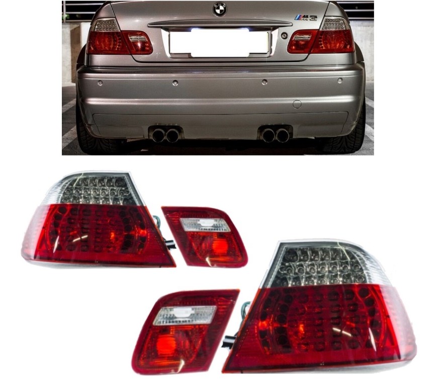 Led Baglygter Sæt   Facelift Design Til Bmw  -serie E46 Coupé  Ikke M3   Rød Hvid