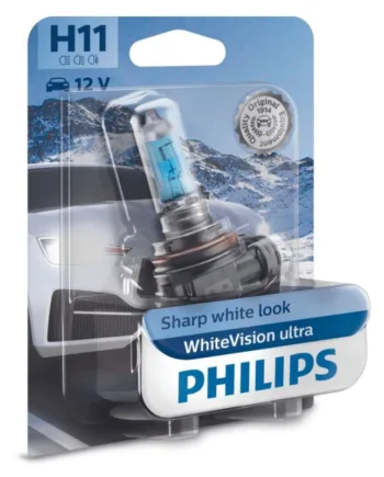 Philips H11 Whitevision Ultra Pærer Med Xenon Effekt    60  Mere Lys   Stk