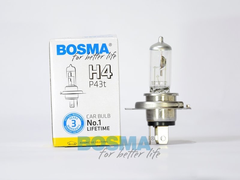 Bosma Pære 12v 60 55w H4 P43t No    Lifetime   Stk