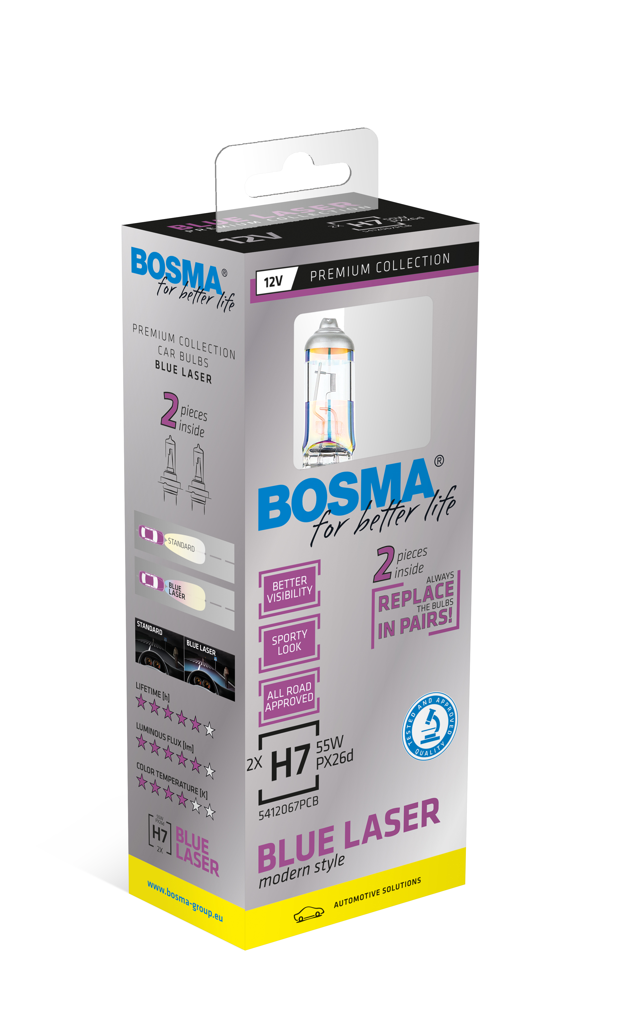 Bosma Pærer Blue Laser 12v 55w H7 Px26d   Stk