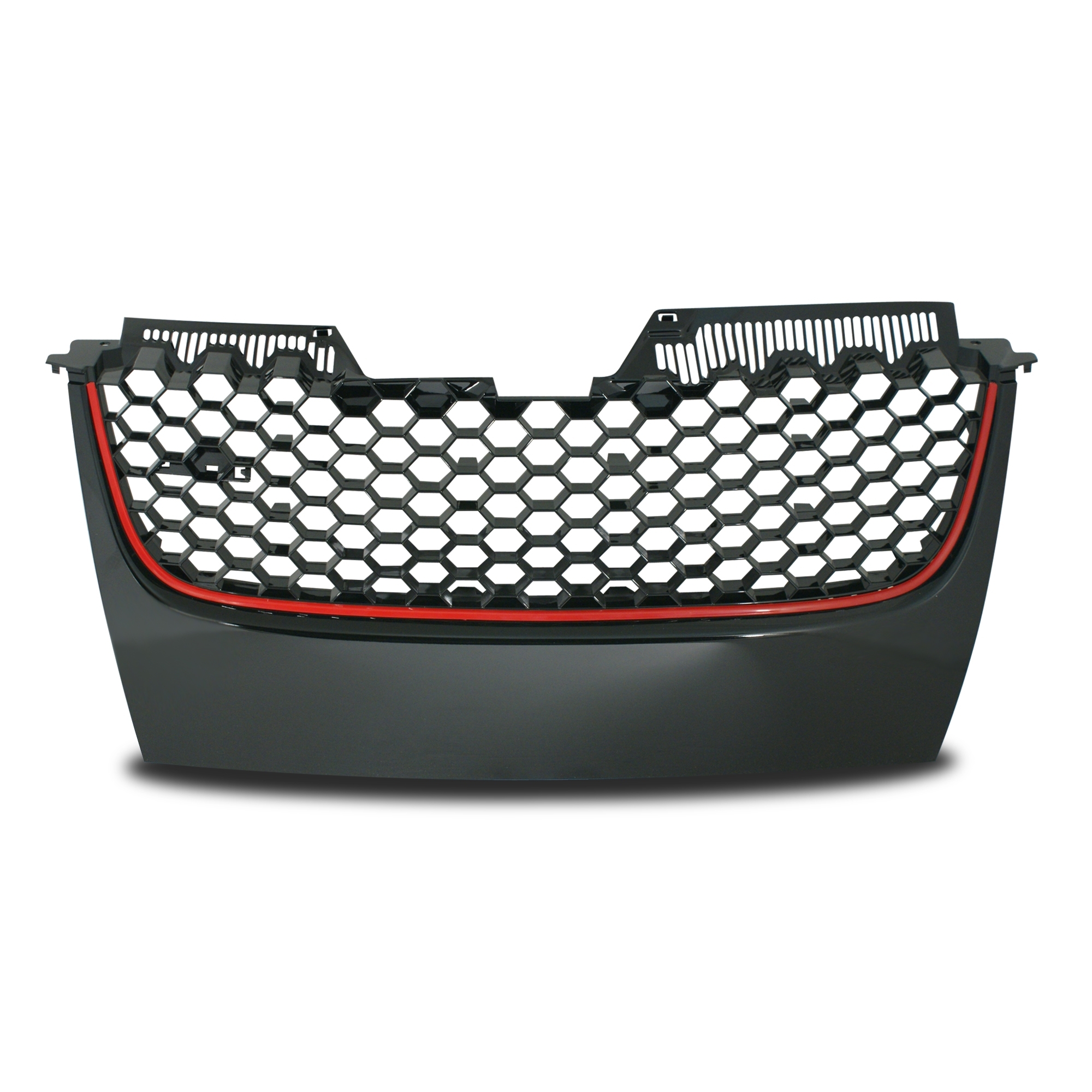 Jom Frontgrill Gti Look Med Honey Comb Gitter   Sort Med Rød Liste Til Vw Golf