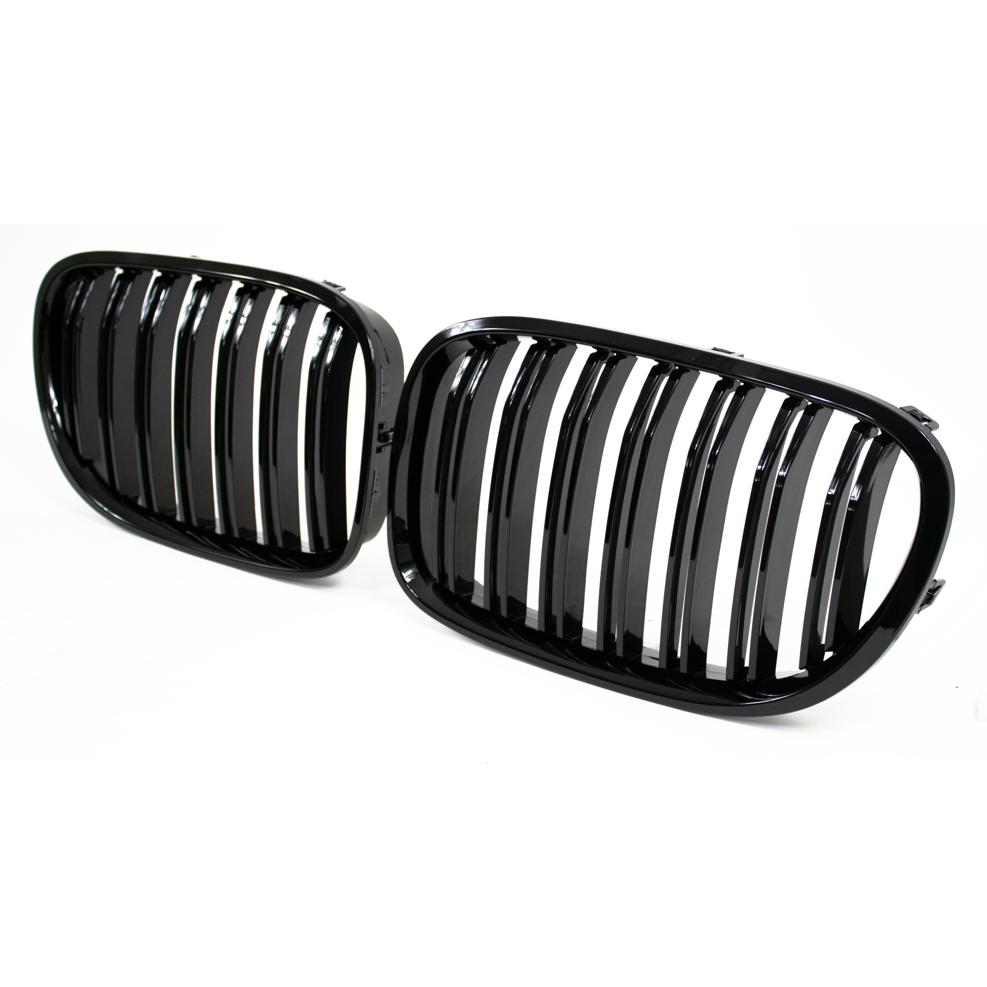 Jom Frontgrill Med Dobbelt Ribbe   Blank Sort Højglans Til Bmw  -serie  F01  20082015