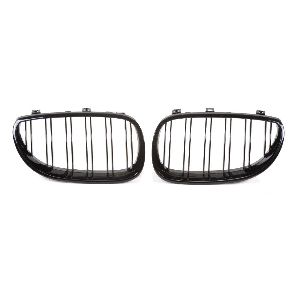 Jom Frontgrill Med Dobbelt Ribbe   Blank Sort Til Bmw Serie   E60 årgang 2003-2010