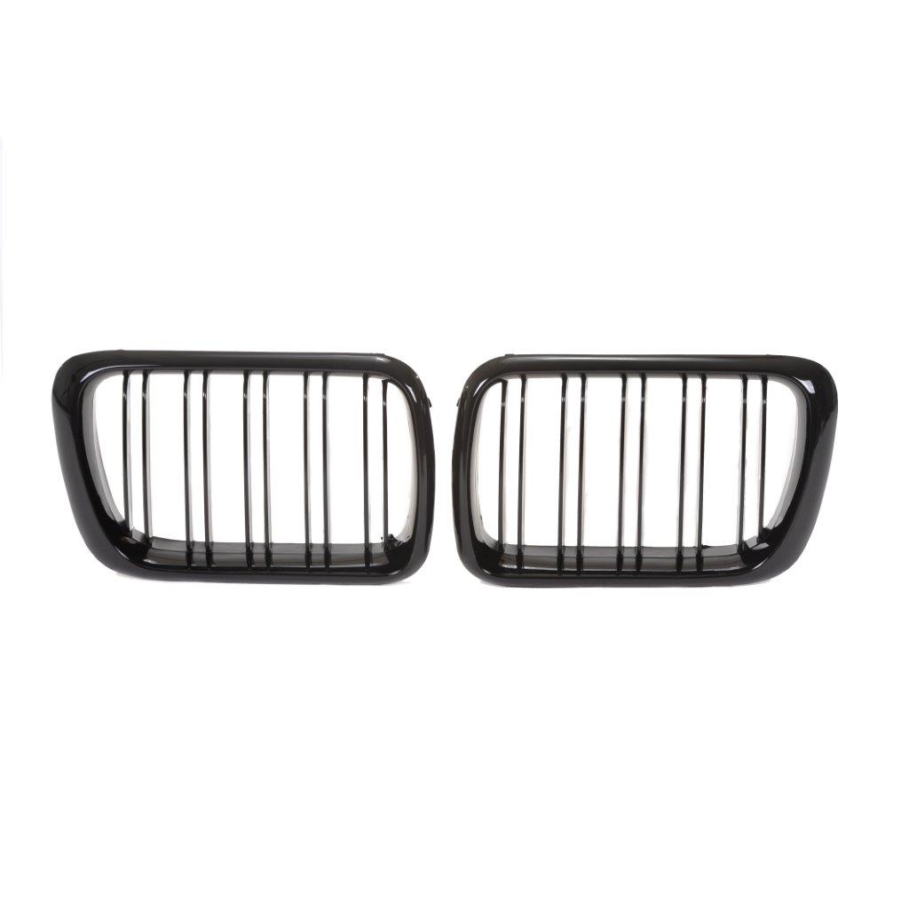 Jom Frontgrill Med Dobbelt Ribbe   Blank Sort Til Bmw Serie   E36 årgang 1996-1999