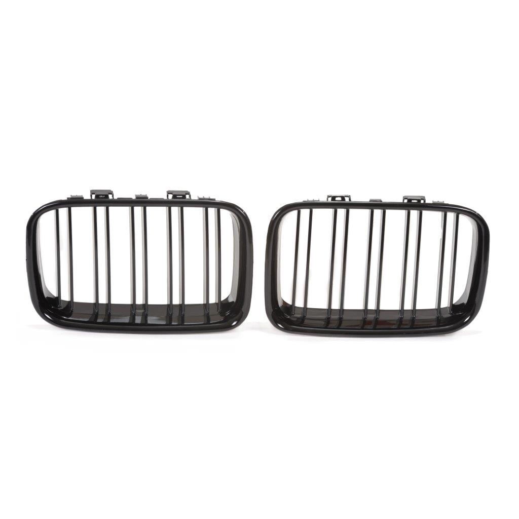 Jom Frontgrill Med Dobbelt Ribbe   Blank Sort Til Bmw Serie   E36 årgang 1990-1996