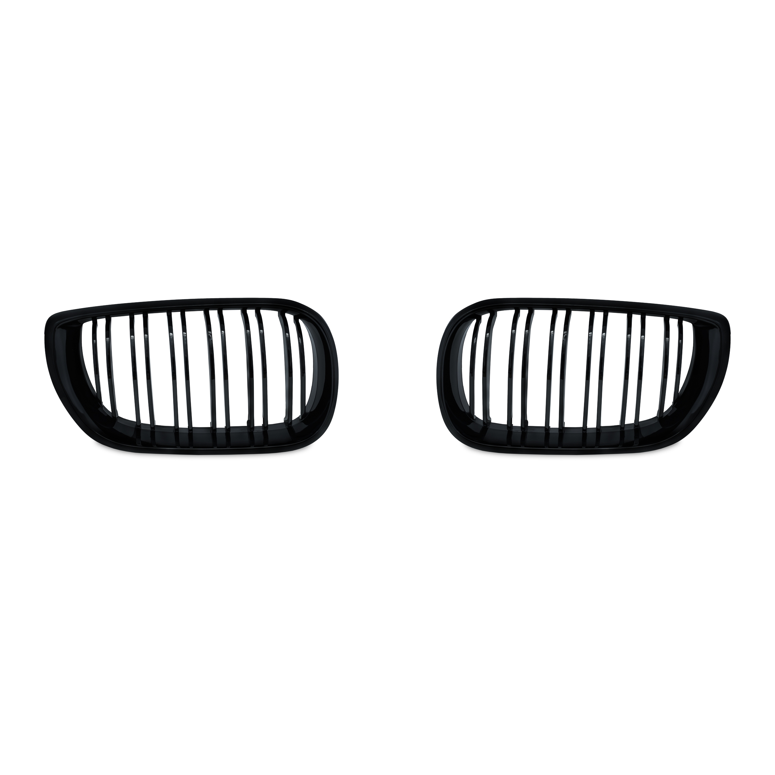 Jom Frontgrill Med Dobbelt Ribbe   Blank Sort Til Bmw Serie   E46  -drs  årgang 2001-2005