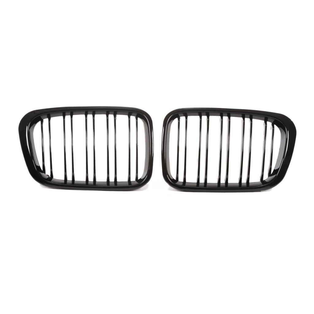 Jom Frontgrill Med Dobbelt Ribbe   Blank Sort Til Bmw Serie   E46  -drs  årgang 1998-2001