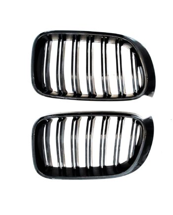 Jom Frontgrill Med Dobbelt Ribbe   Blank Sort Til Bmw X3 F25  Lci årgang 2014-2017