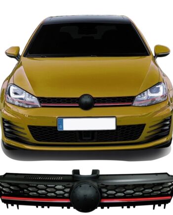 Jom Frontgrill Med Honeycomb Gitter   Sort Med Rød Krom Liste Til Vw Golf   årgang 08 2012-