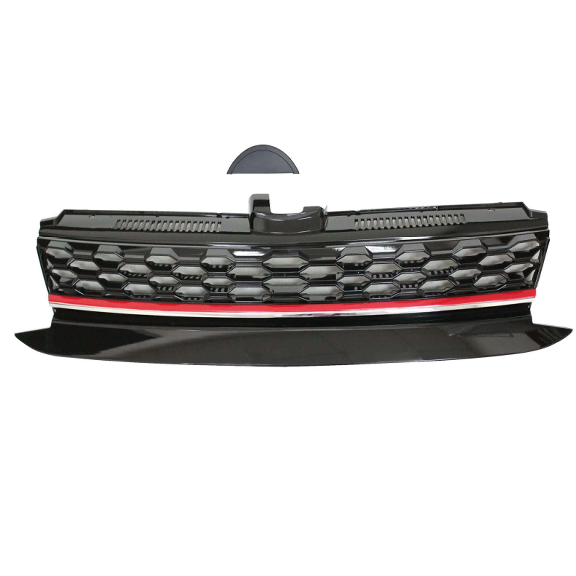 Jom Frontgrill Med Honeycomb Gitter   Sort Med Rød Krom Liste Til Vw Golf   årgang 2017-