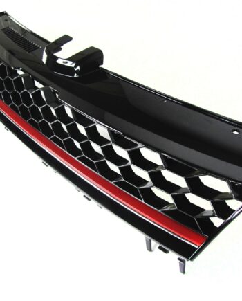 Jom Frontgrill Med Honeycomb Gitter   Sort Rød Til Vw Golf   årgang 08 2012- Uden Logo