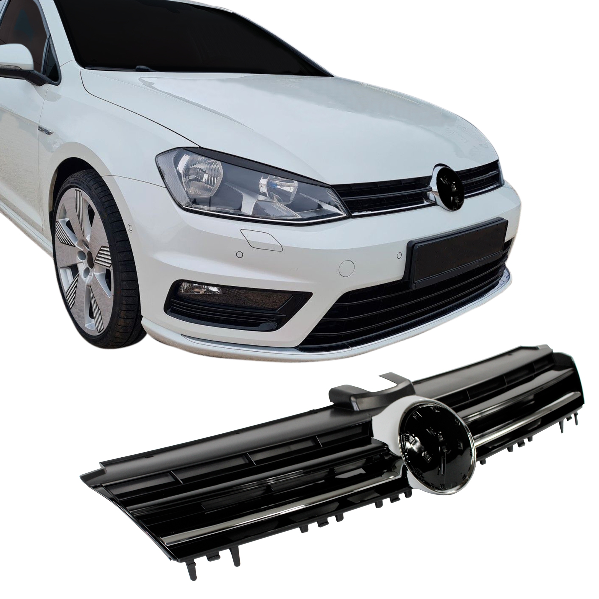 Jom Frontgrill Sort Højglans Uden Logo -look Til Vw Golf 20122017 Hatchback Variant