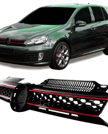 Jom Sports Frontgrill Med Honey Comb Gitter   Sort Med Rød Liste Til Vw Golf   Gti  årgang 2008-2012