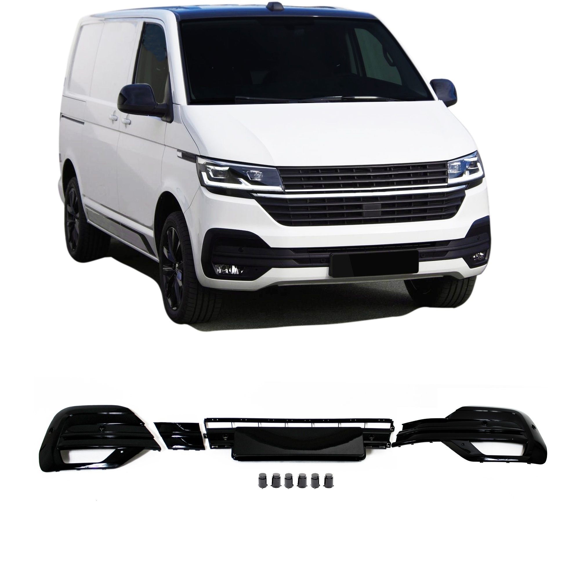Kofangergitter Sort Højglans Til Vw T6 årgang 2019-
