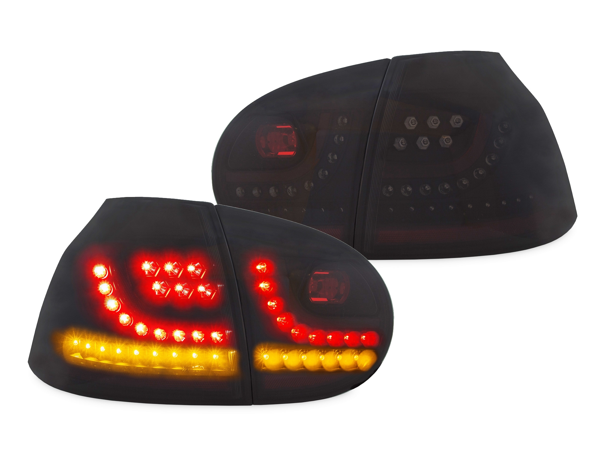 Led Baglygter Mørk Sort Til Vw Golf   årgang 2003-2008 Dynamisk