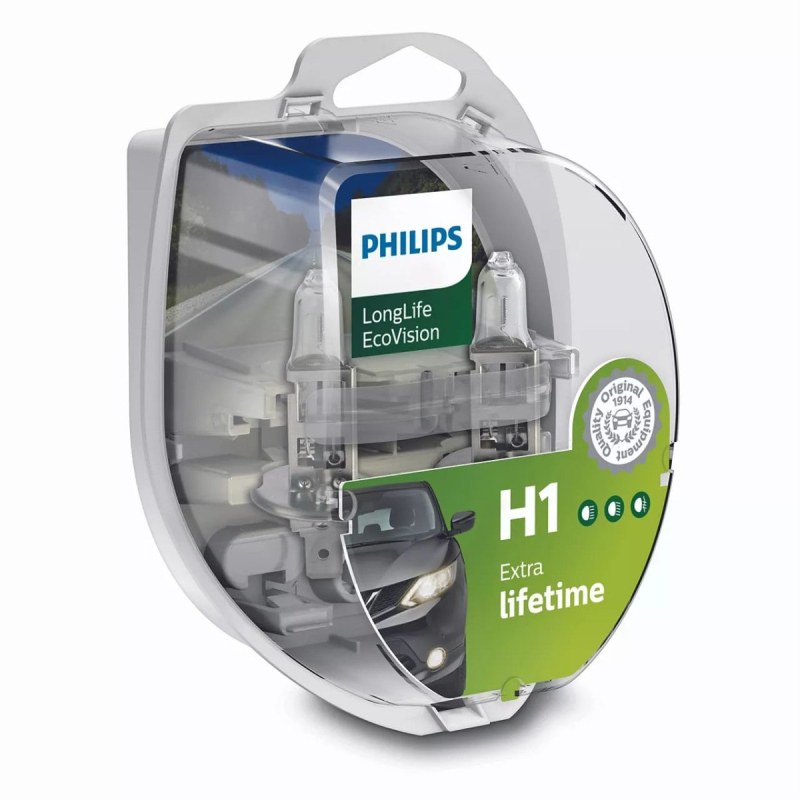 Philips H1 Longlife Ecovision Pærer Med Op Til 4x Længere Levetid    Stk