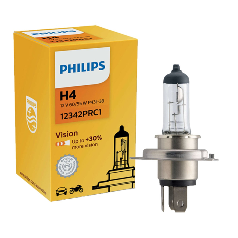 Philips H4 Pære Vision Premium  30  Mer Lys