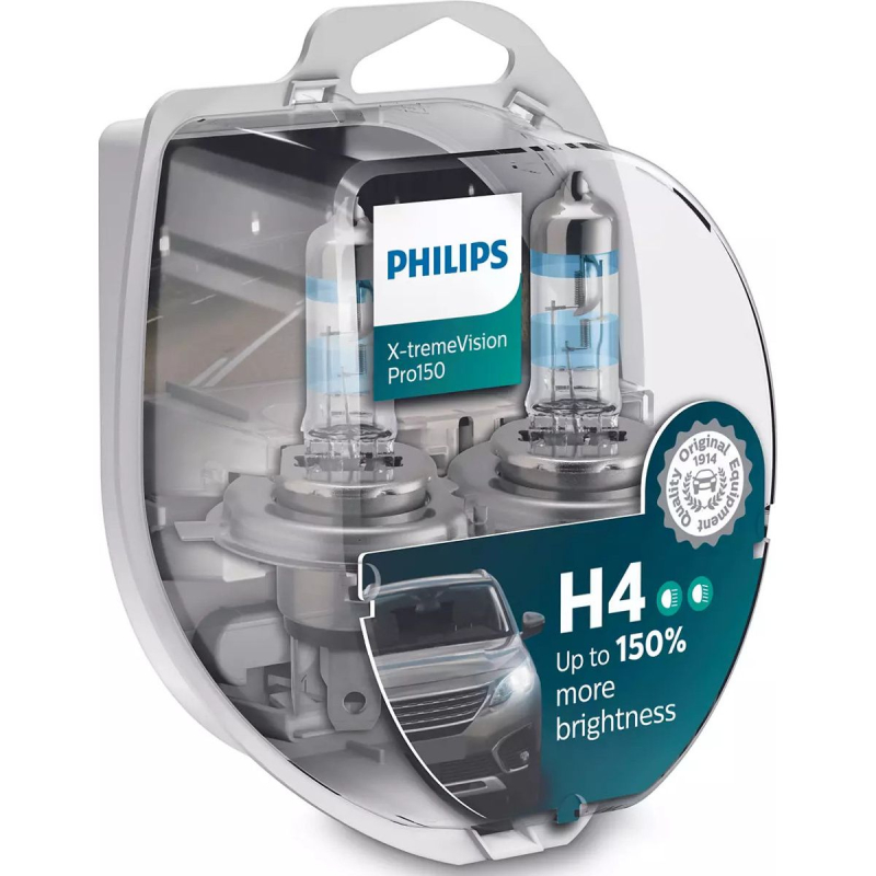 Philips H4  -tremevision Pro150 Pærer  150  Mere Lys    Stk