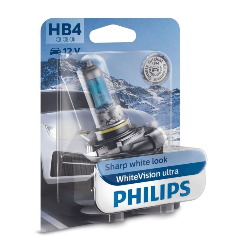 Philips Hb4 Whitevision Ultra Pærer Med Xenon Effekt    60  Mere Lys   Stk