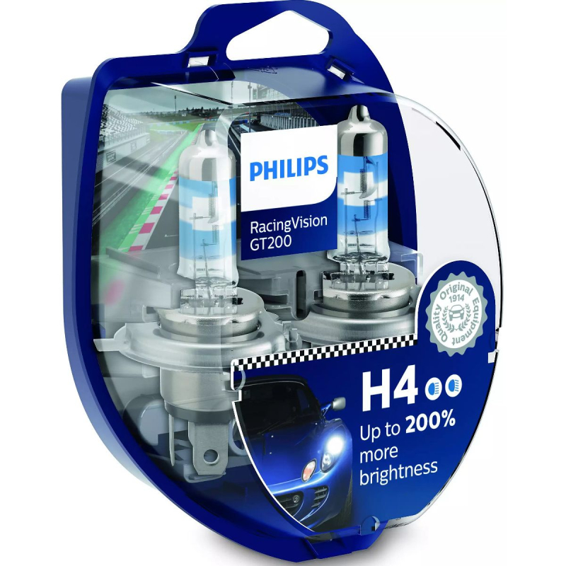 Philips Racingvision Gt200 H4 Pærer  200  Mere Lys    Stk