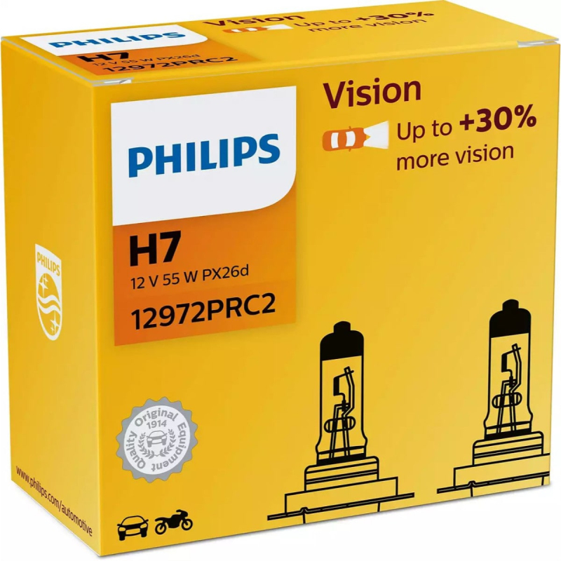 Philips Vision H7 Pærer  Som Giver  30  Mere Lys    Stk