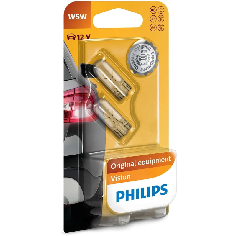 Philips W5w Vision Pærer  Som Giver  30  Mere Lys    Stk
