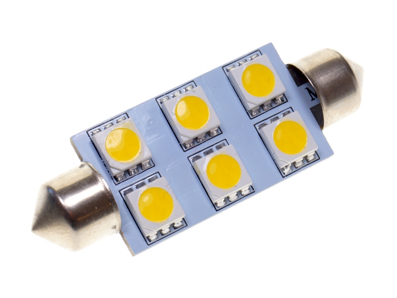 Pinolpære 12v 6xled 44 Mm Xenon Hvid   Stk