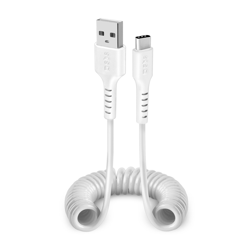 Sbs Data- Og Opladning Spiralkabel Usb     Usb    17-100 Cm Hvid