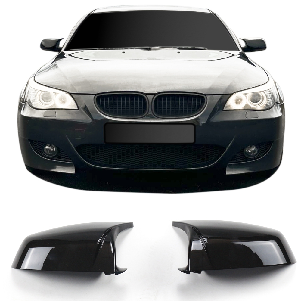 Spejlcover Sæt   Blank Sort Til Bmw E60  E61 Lci  2007-2009