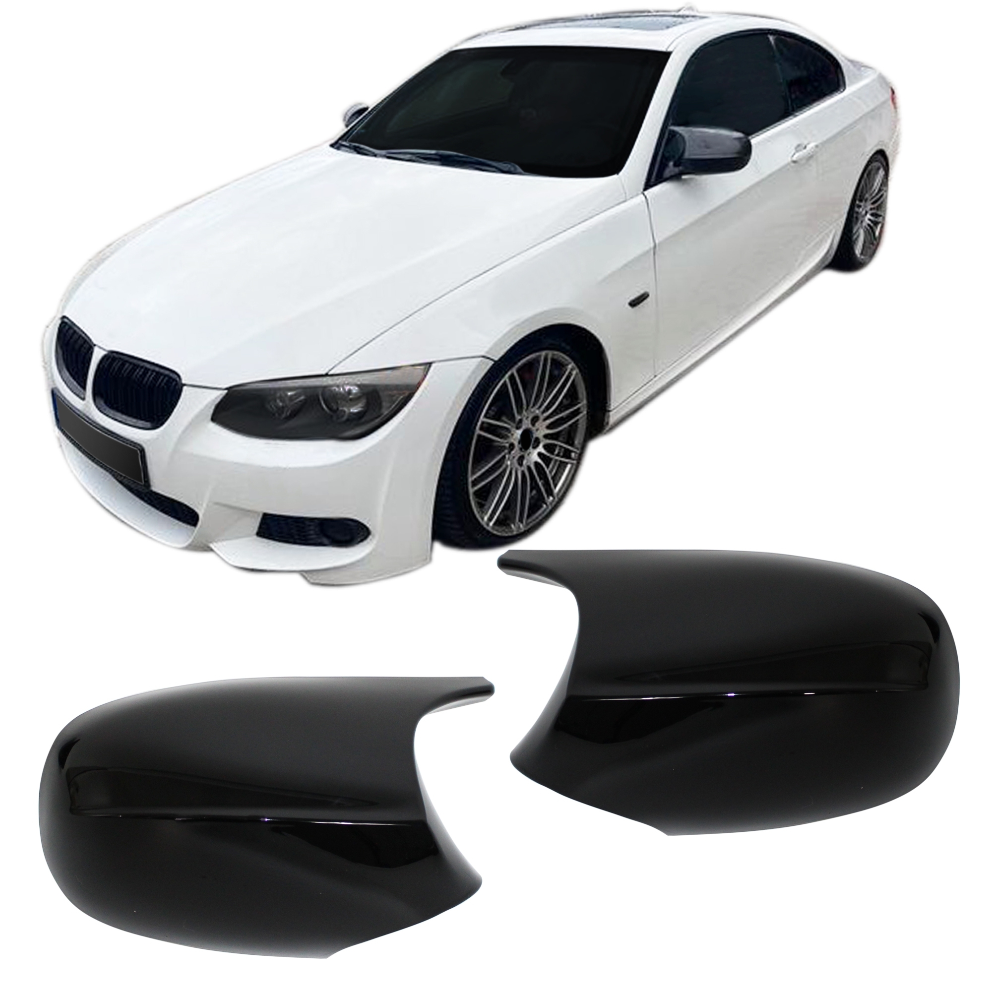 Spejlcover Sæt   Blank Sort Til Bmw E90   Series Lci  E91 Lci  2008-2013  E92  E93 Lci  2010-2014