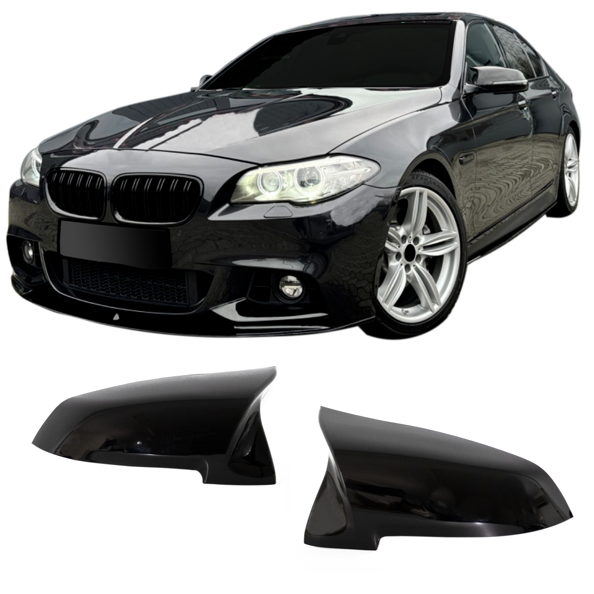 Spejlcover Sæt   Blank Sort Til Bmw F10 Lci  F11  F06  F12  F13  F02  F03  F04  2014-2018