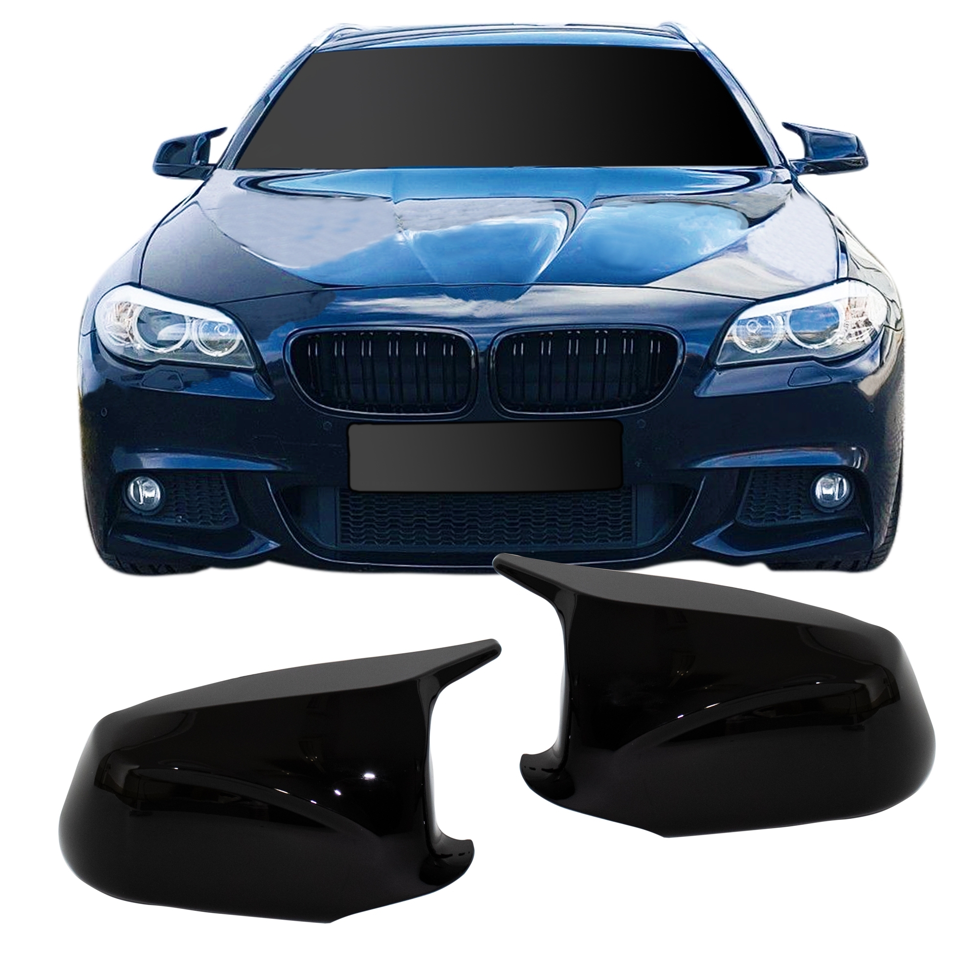 Spejlcover Sæt   Blank Sort Til Bmw   Serie F10  F11 Sedan   Touring  Pre-facelift  2010-2013