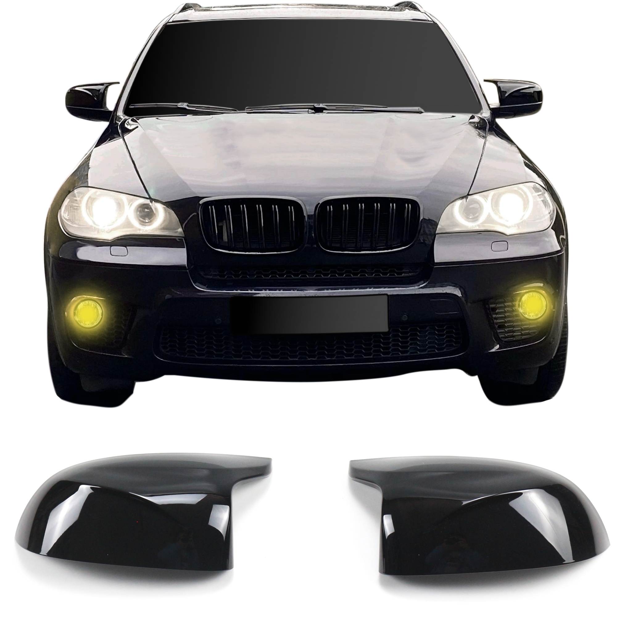 Spejlcover Sæt   Blank Sort Til Bmw X5  E70  X6  E71  2006-2013