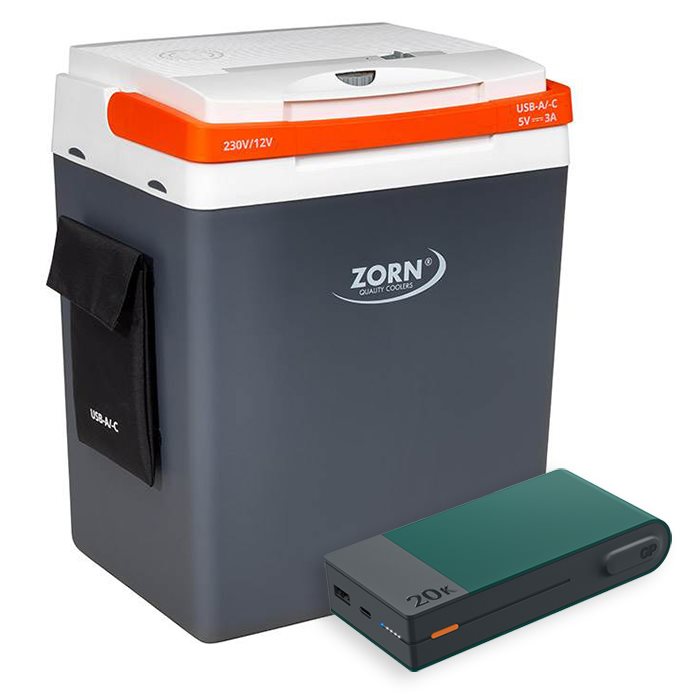 Zorn 30l Elektrisk Køleboks 12 230v Inkl  Powerbank