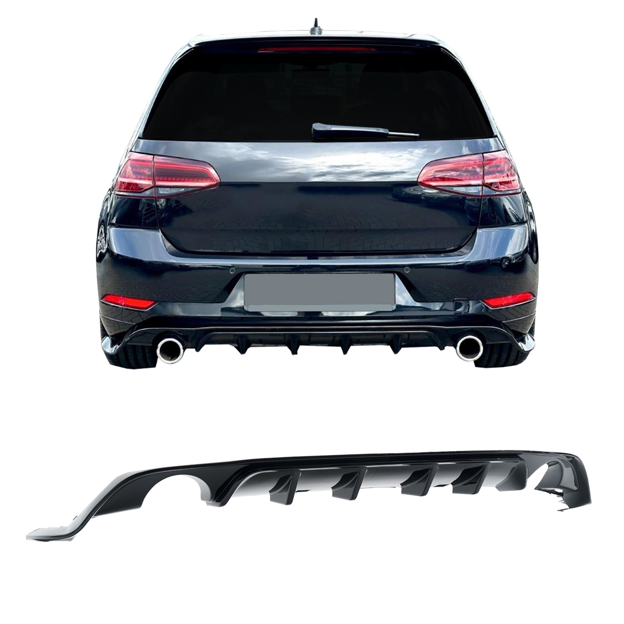 Jom Diffuser Sort Højglans   Sport Design Til Vw Golf   Facelift  20172019  Standard  Gti   Gtd