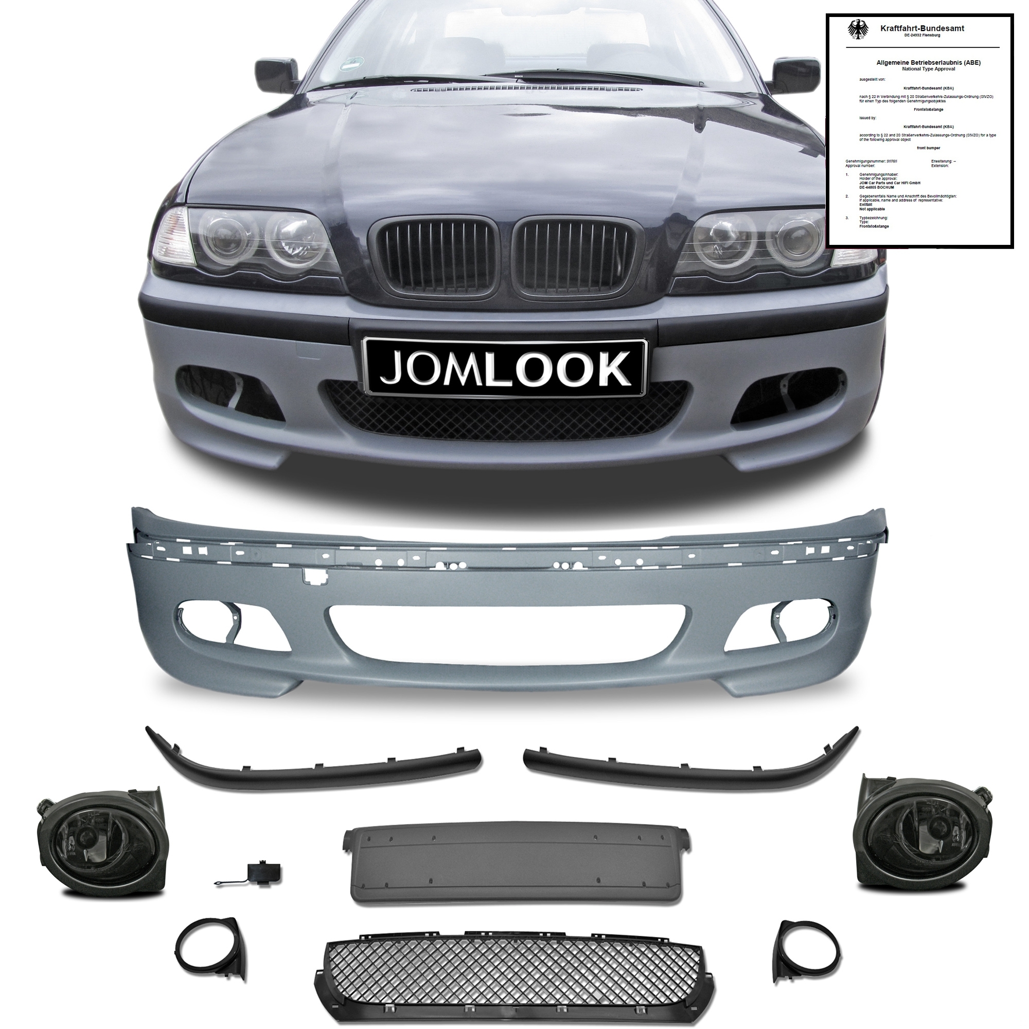 Jom Forkofanger Kit Inkl  Røgfarvede Tågelygter Til Bmw   Serie E46 Sedan   Touring