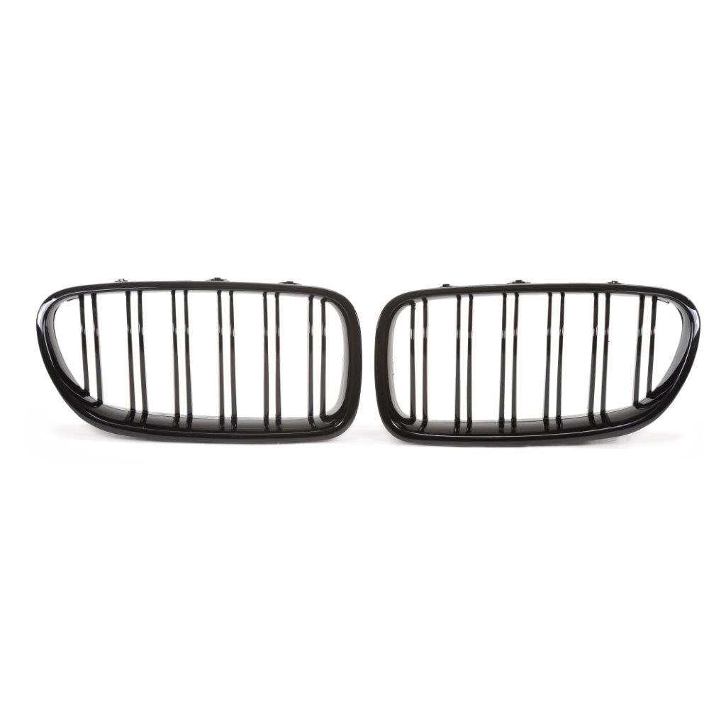 Jom Frontgrill Med Dobbelt Ribbe   Blank Sort Til Bmw Serie   F10 F11 F18 årgang 2010-2015