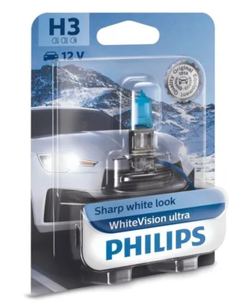 Philips H3 Whitevision Ultra Pærer Med Xenon Effekt    60  Mere Lys   Stk