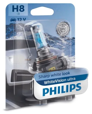 Philips H8 Whitevision Ultra Pærer Med Xenon Effekt    60  Mere Lys   Stk