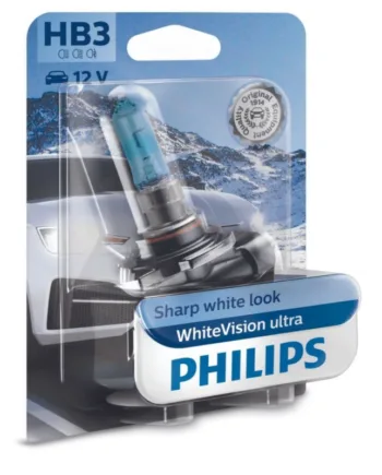 Philips Hb3 Whitevision Ultra Pærer Med Xenon Effekt    60  Mere Lys   Stk