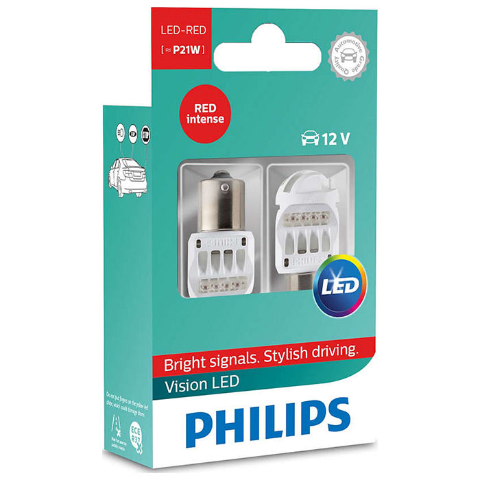 Philips Vision P21w 12v Led Bak Rød Sæt