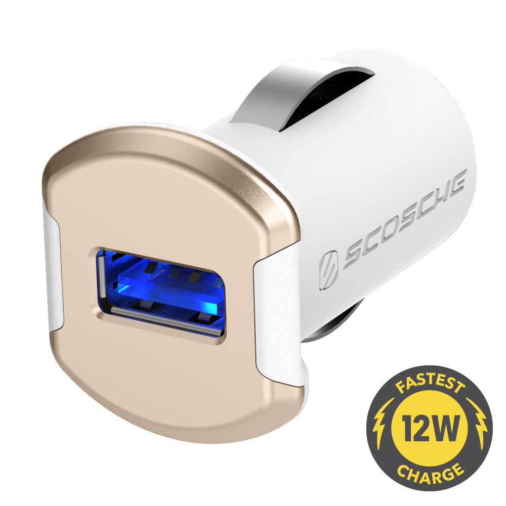 Scosche Revolt Enkel Usb Lader Til Bil Hvid Guld